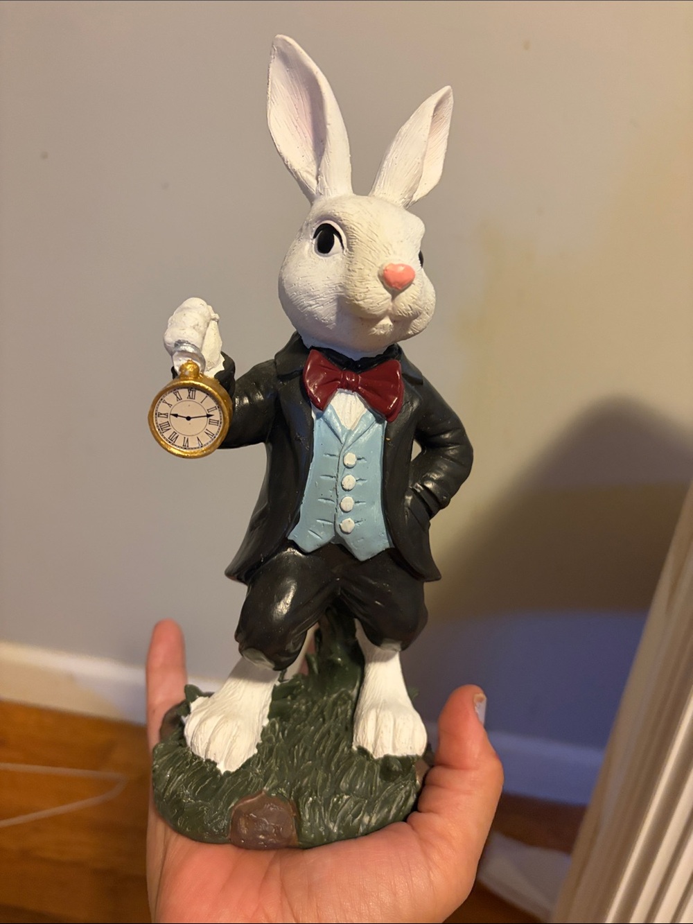 White Rabbit Figurine with Pocket Watch - Home Accent